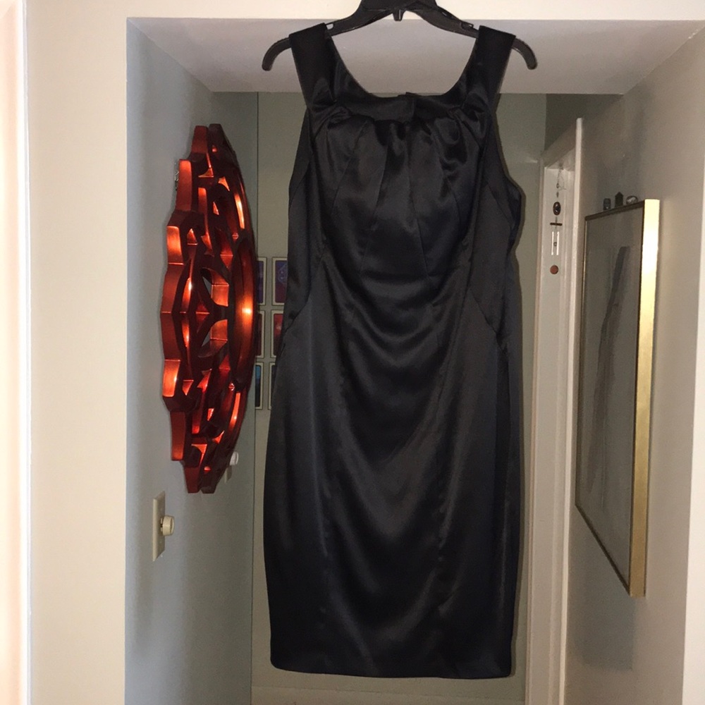 Classy and Elegant Black satin cocktail dress!
